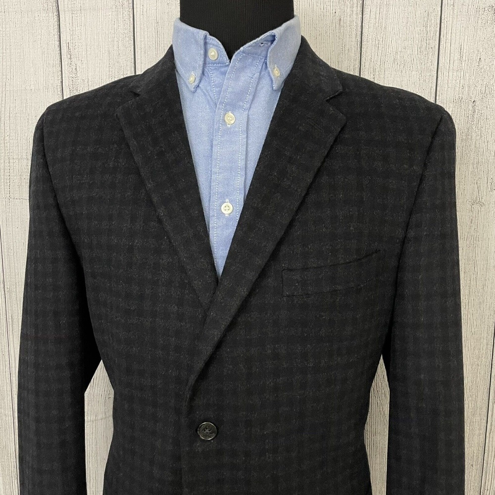 Nautica 44L Black Check Wool Blend 2-Button Sport Coat / Jacket